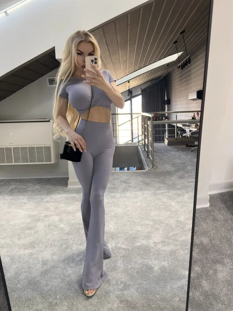 Workout Top Tied Up Top Gray