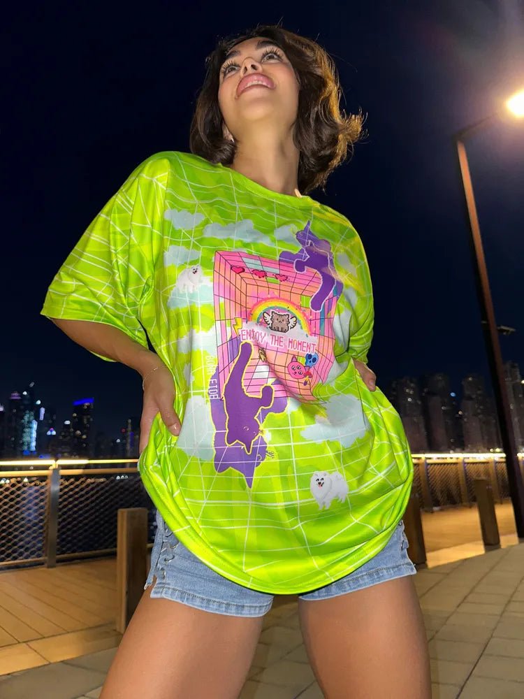 Oversize T-shirt JOY Green - One size - Bona Fide